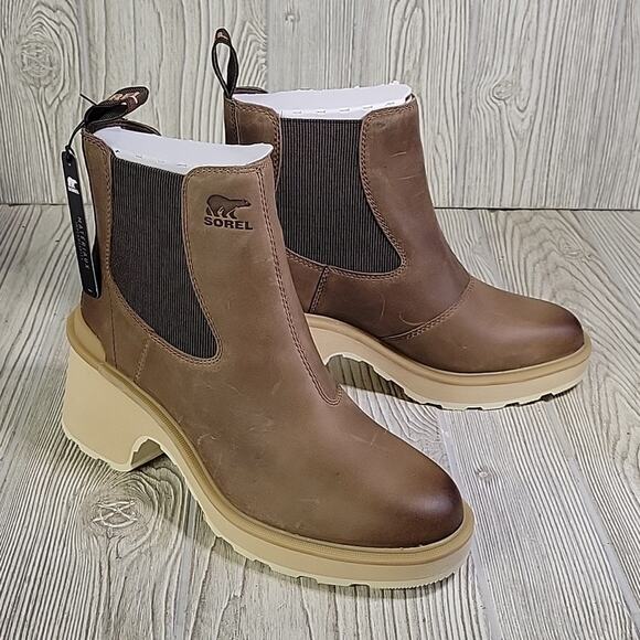 Sorel Hi-Line Heel Chelsea Boots Umber Ceramic Womens Size 9 NEW - Picture 2 of 13